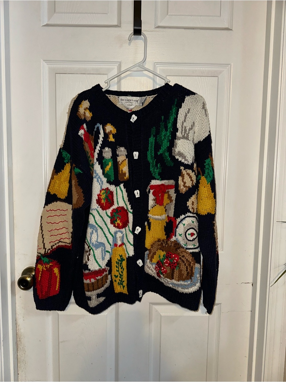 Vintage The Eagles Eye Novelty Hand Knit Sweater Size XL (1994)